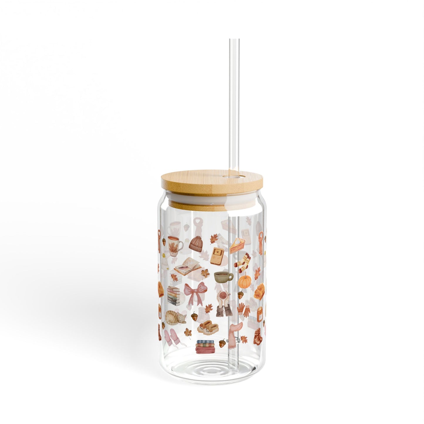 Fall Sipper Glass, 16oz, Perfect Gift for Fall Lovers, Kitchen Decor