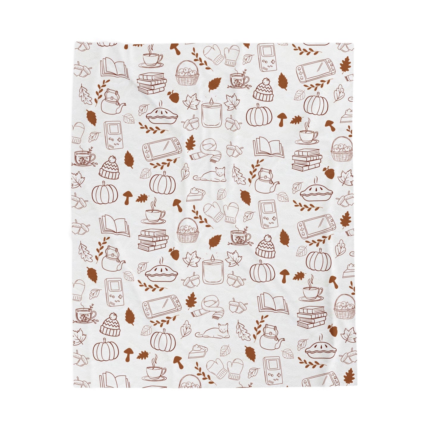 Cozy Illustrated Velveteen Plush Blanket, Fall Decor, Gift for Book Lovers, Soft Throw for Home, Autumn Blanket, Snug Warm Decor