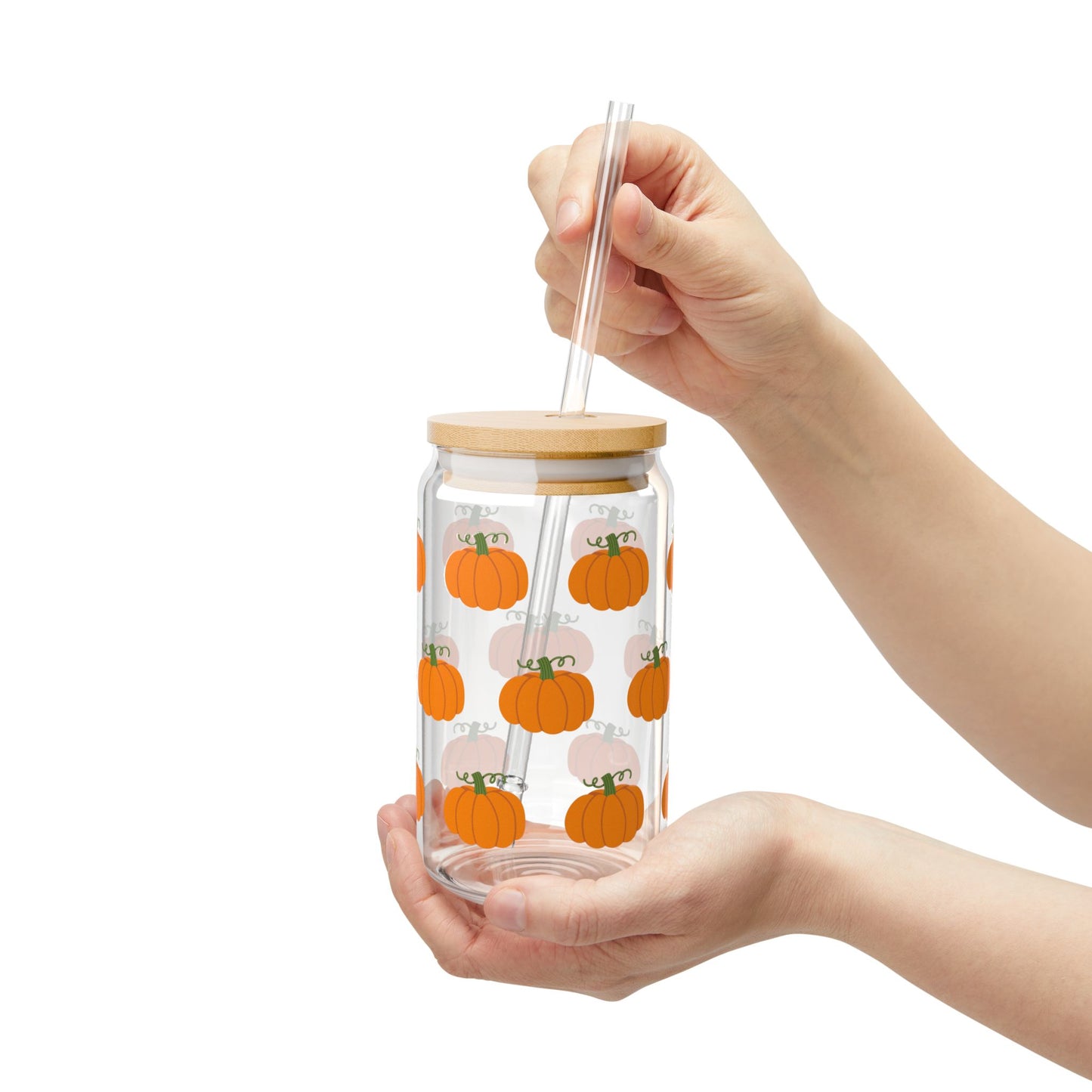 Fall Pumpkin Sipper Glass, 16oz, Perfect Gift for Fall Lovers, Kitchen Decor