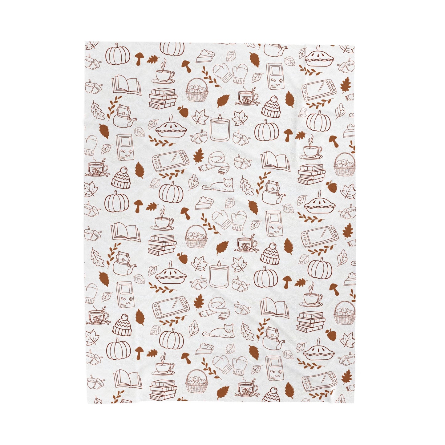 Cozy Illustrated Velveteen Plush Blanket, Fall Decor, Gift for Book Lovers, Soft Throw for Home, Autumn Blanket, Snug Warm Decor