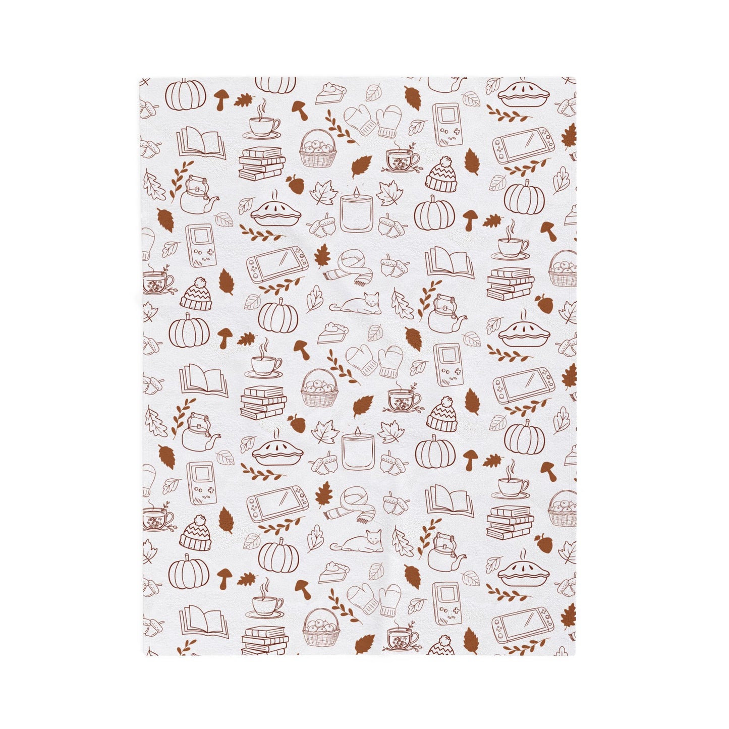 Cozy Illustrated Velveteen Plush Blanket, Fall Decor, Gift for Book Lovers, Soft Throw for Home, Autumn Blanket, Snug Warm Decor