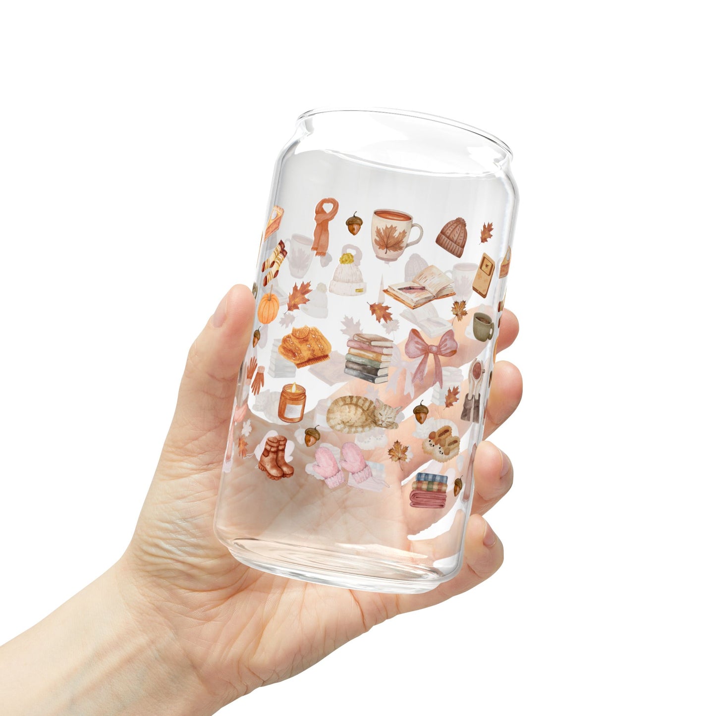 Fall Sipper Glass, 16oz, Perfect Gift for Fall Lovers, Kitchen Decor