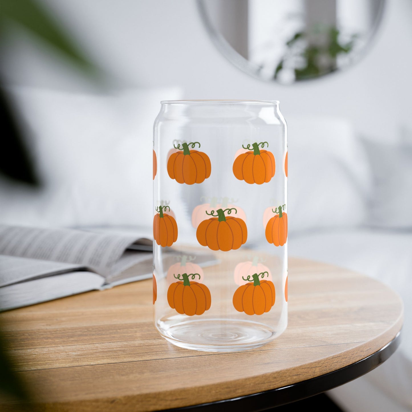 Fall Pumpkin Sipper Glass, 16oz, Perfect Gift for Fall Lovers, Kitchen Decor