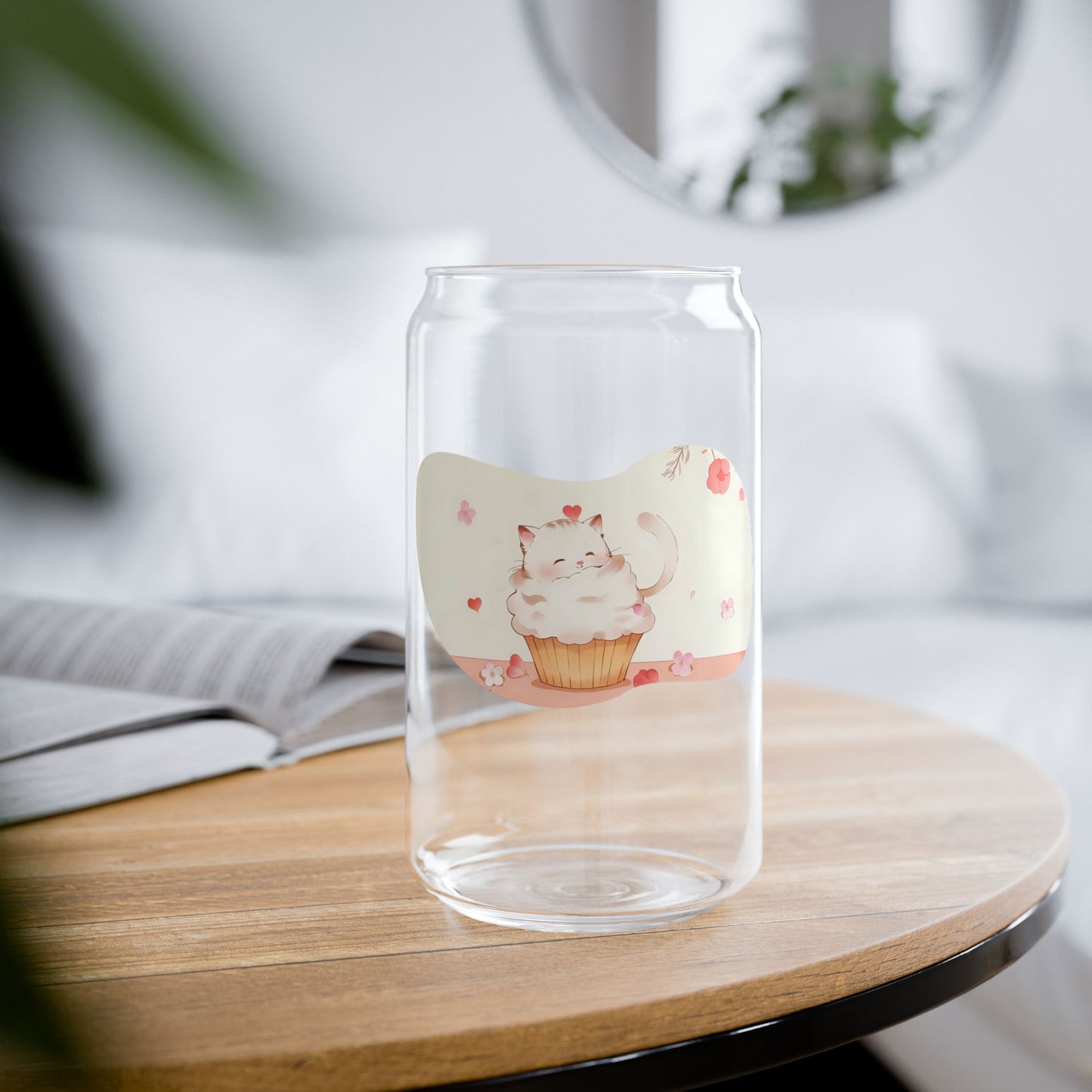 Cute Cupcake Sipper Glass - 16oz Beverage Container