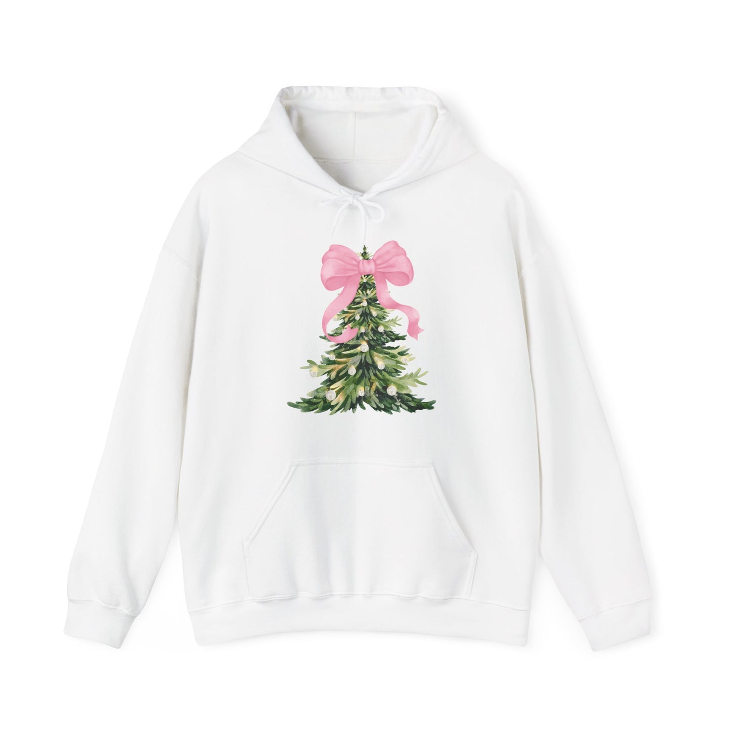 Christmas Tree Hoodie with Pink Bow