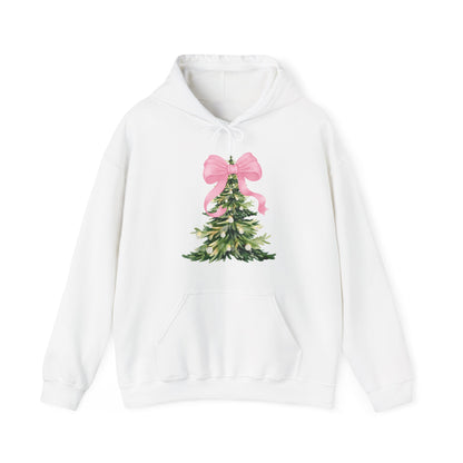 Christmas Tree Hoodie with Pink Bow