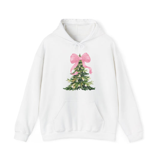 Christmas Tree Hoodie with Pink Bow