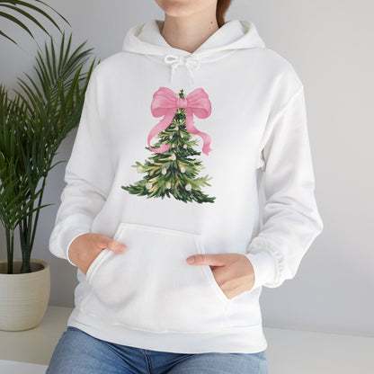Christmas Tree Hoodie with Pink Bow