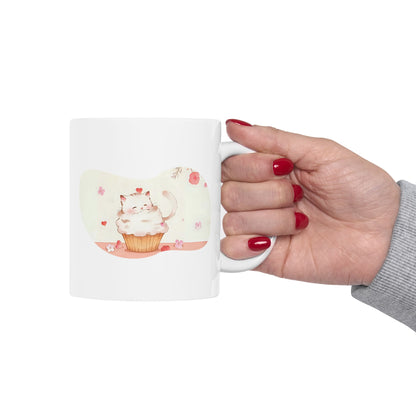 Cute Cat Ceramic Mug, Cute Coffee Cup, Tea Lover Gift, Heartwarming Kitchen Decor, Personalized Beverage Mug, Unique Gift Idea