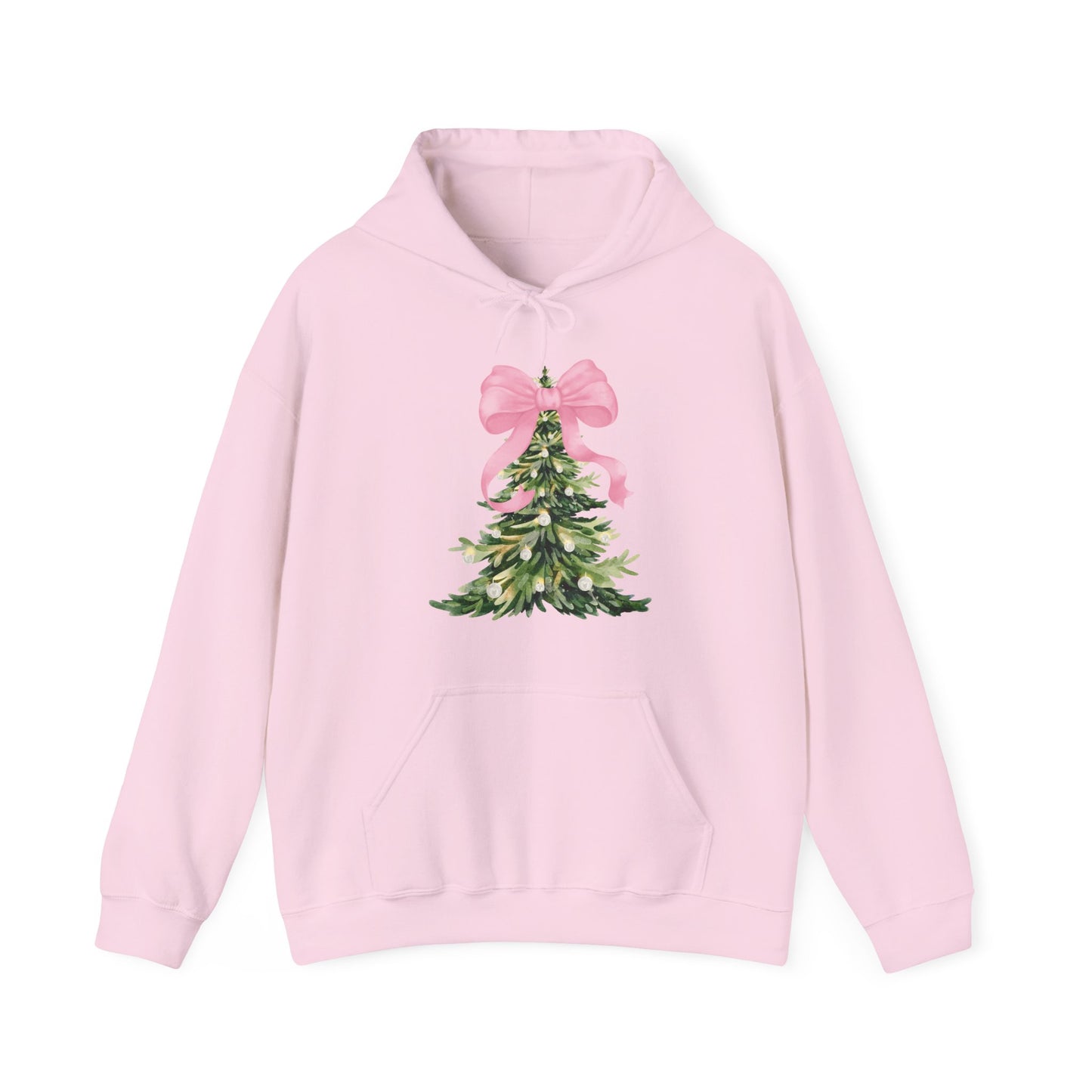 Christmas Tree Hoodie with Pink Bow