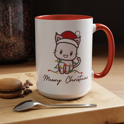 Meowy Christmas Accent Coffee Mug
