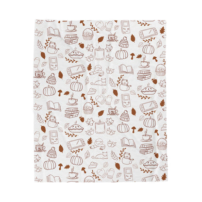 Cozy Illustrated Velveteen Plush Blanket, Fall Decor, Gift for Book Lovers, Soft Throw for Home, Autumn Blanket, Snug Warm Decor