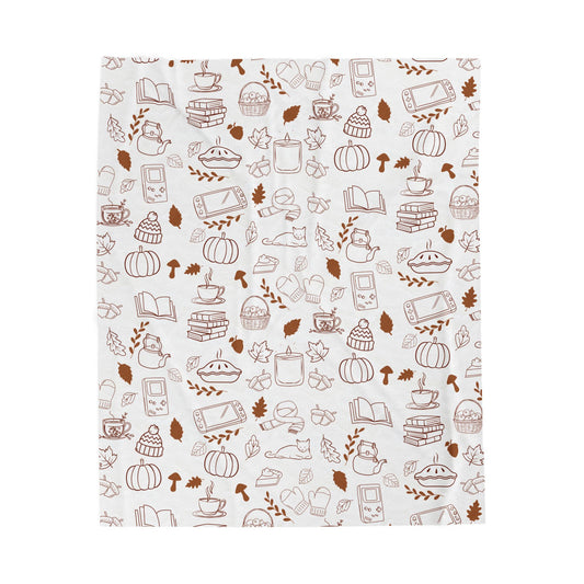 Cozy Illustrated Velveteen Plush Blanket, Fall Decor, Gift for Book Lovers, Soft Throw for Home, Autumn Blanket, Snug Warm Decor