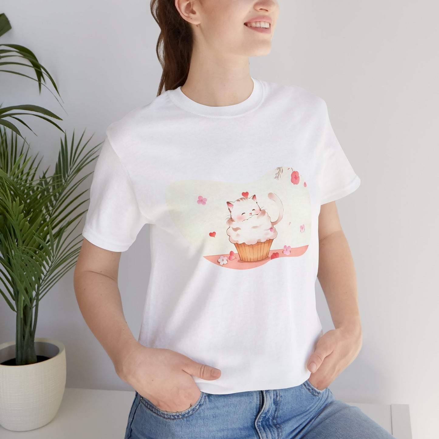 Cute Cat Cupcake Tee, Unisex T-Shirt, Funny Gift, Birthday Gift, Cat Lover Apparel, Casual Fashion Tee, Sweet Treat Shirt