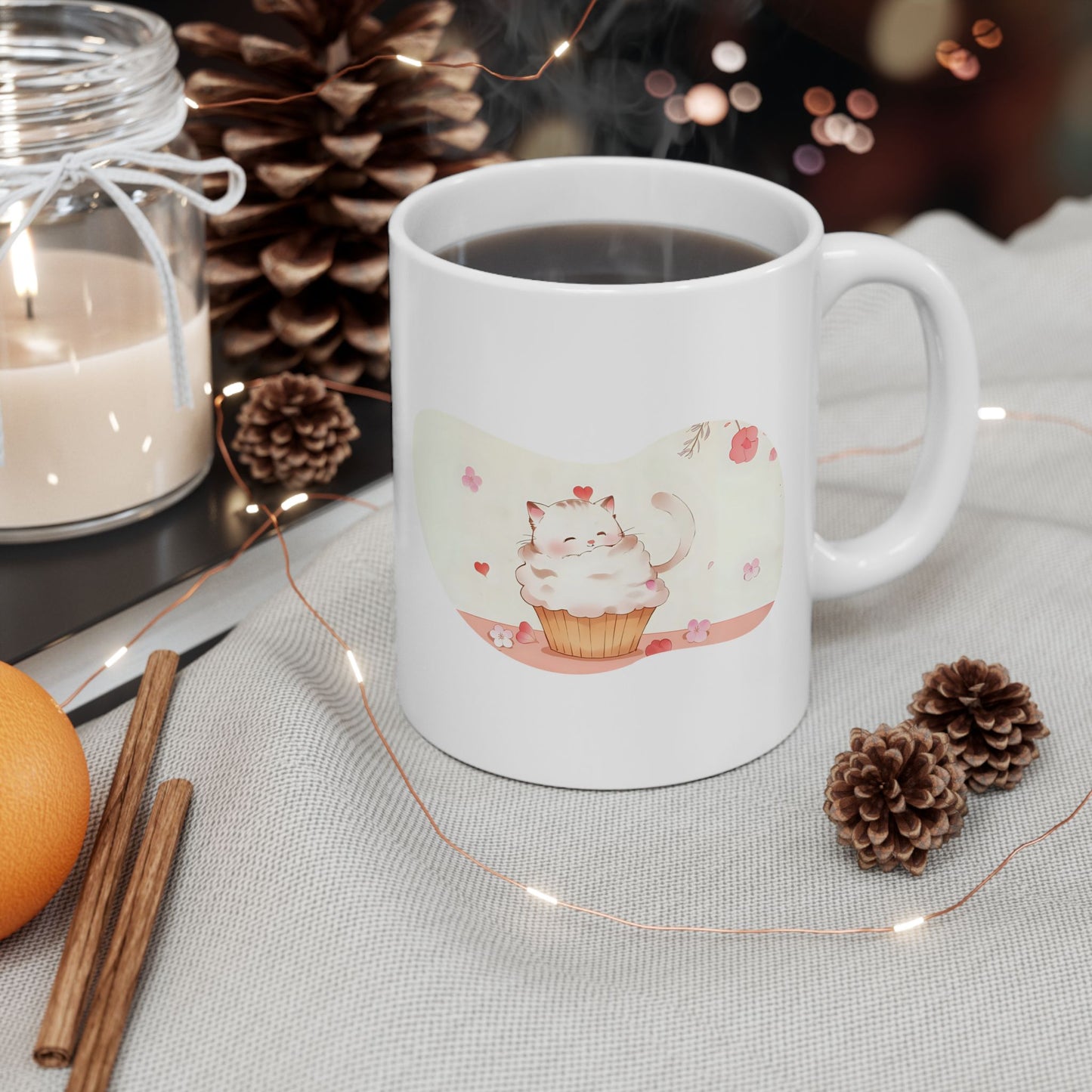 Cute Cat Ceramic Mug, Cute Coffee Cup, Tea Lover Gift, Heartwarming Kitchen Decor, Personalized Beverage Mug, Unique Gift Idea