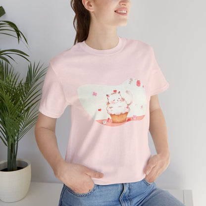 Cute Cat Cupcake Tee, Unisex T-Shirt, Funny Gift, Birthday Gift, Cat Lover Apparel, Casual Fashion Tee, Sweet Treat Shirt