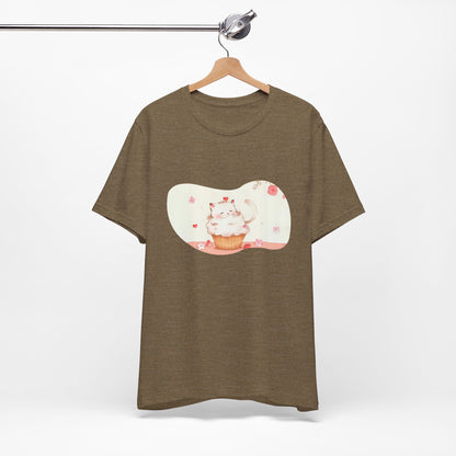 Cute Cat Cupcake Tee, Unisex T-Shirt, Funny Gift, Birthday Gift, Cat Lover Apparel, Casual Fashion Tee, Sweet Treat Shirt