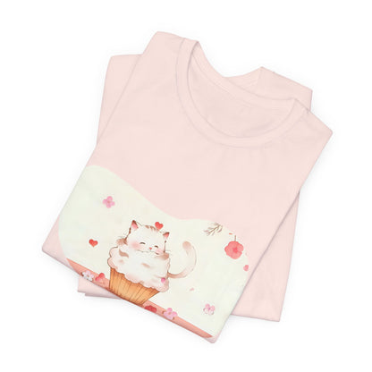 Cute Cat Cupcake Tee, Unisex T-Shirt, Funny Gift, Birthday Gift, Cat Lover Apparel, Casual Fashion Tee, Sweet Treat Shirt