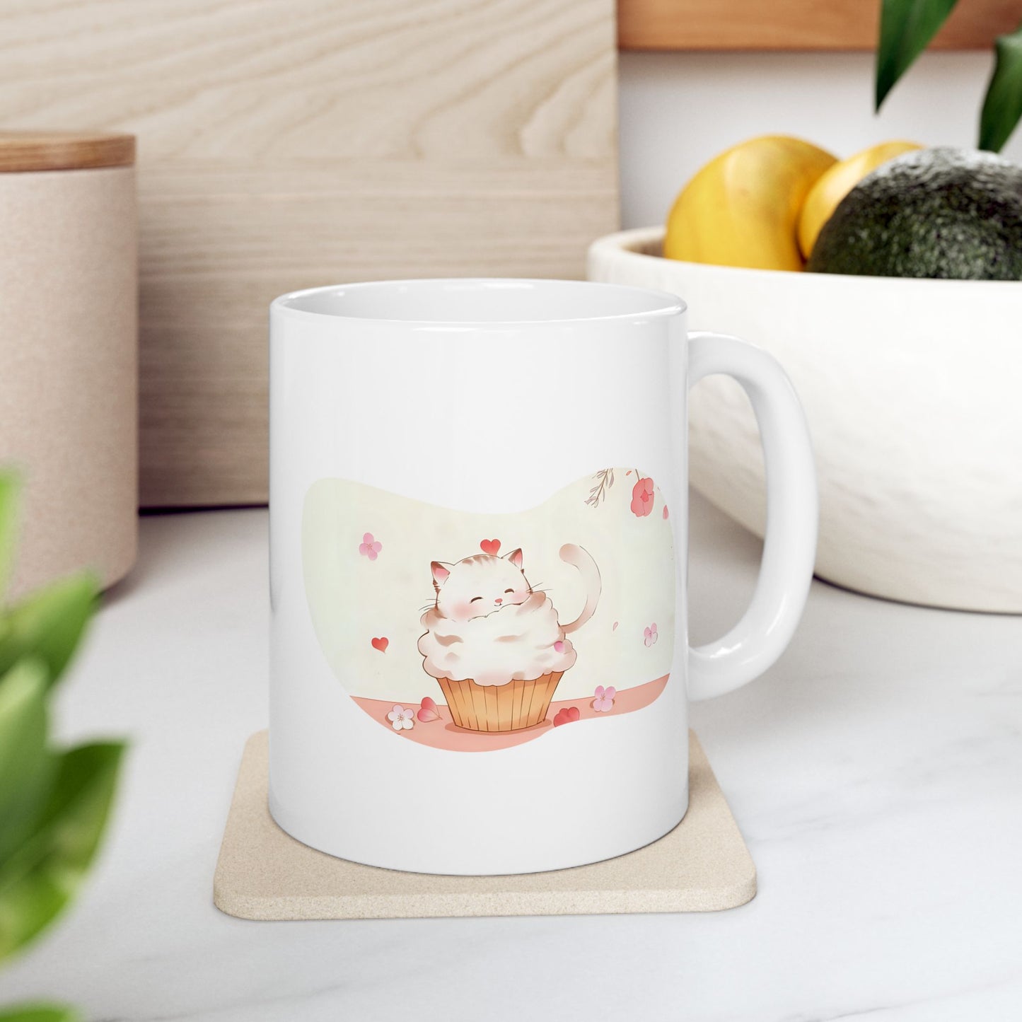 Cute Cat Ceramic Mug, Cute Coffee Cup, Tea Lover Gift, Heartwarming Kitchen Decor, Personalized Beverage Mug, Unique Gift Idea