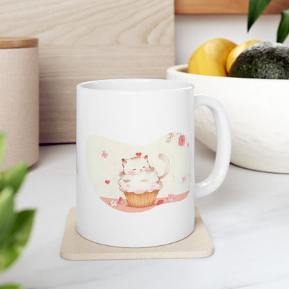 Cute Cat Ceramic Mug, Cute Coffee Cup, Tea Lover Gift, Heartwarming Kitchen Decor, Personalized Beverage Mug, Unique Gift Idea