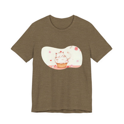 Cute Cat Cupcake Tee, Unisex T-Shirt, Funny Gift, Birthday Gift, Cat Lover Apparel, Casual Fashion Tee, Sweet Treat Shirt