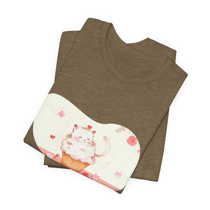 Cute Cat Cupcake Tee, Unisex T-Shirt, Funny Gift, Birthday Gift, Cat Lover Apparel, Casual Fashion Tee, Sweet Treat Shirt