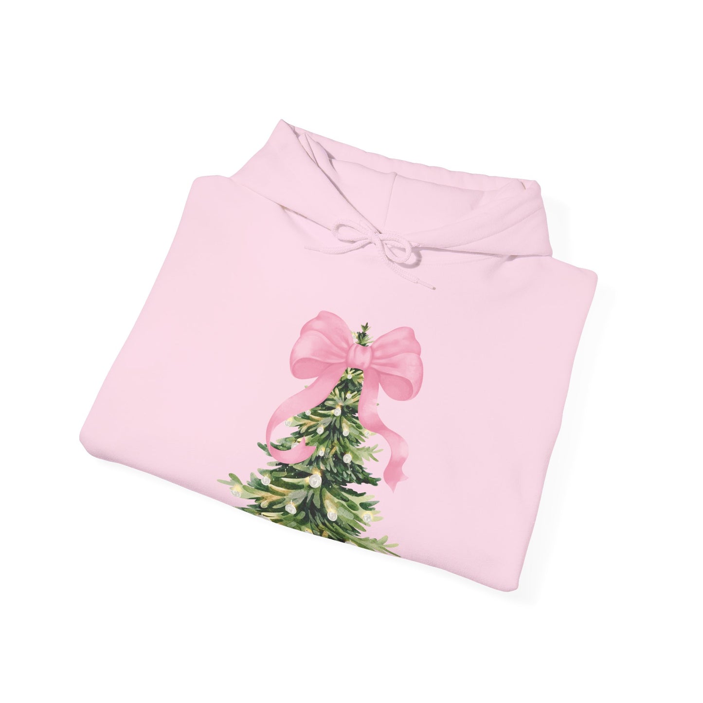 Christmas Tree Hoodie with Pink Bow