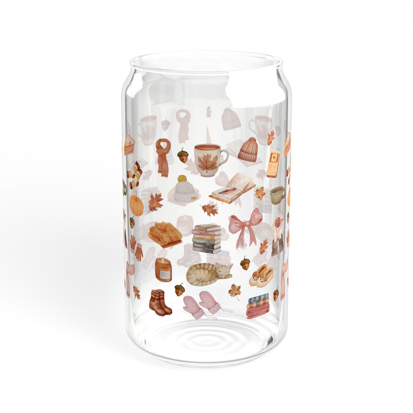 Fall Sipper Glass, 16oz, Perfect Gift for Fall Lovers, Kitchen Decor