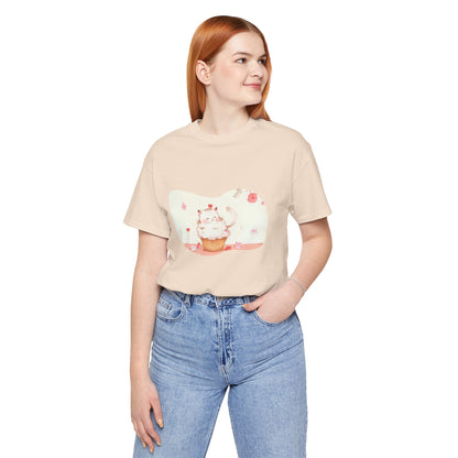 Cute Cat Cupcake Tee, Unisex T-Shirt, Funny Gift, Birthday Gift, Cat Lover Apparel, Casual Fashion Tee, Sweet Treat Shirt