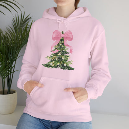 Christmas Tree Hoodie with Pink Bow